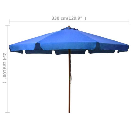 Parasol avec mât en bois 330 cm bleu - Image 5