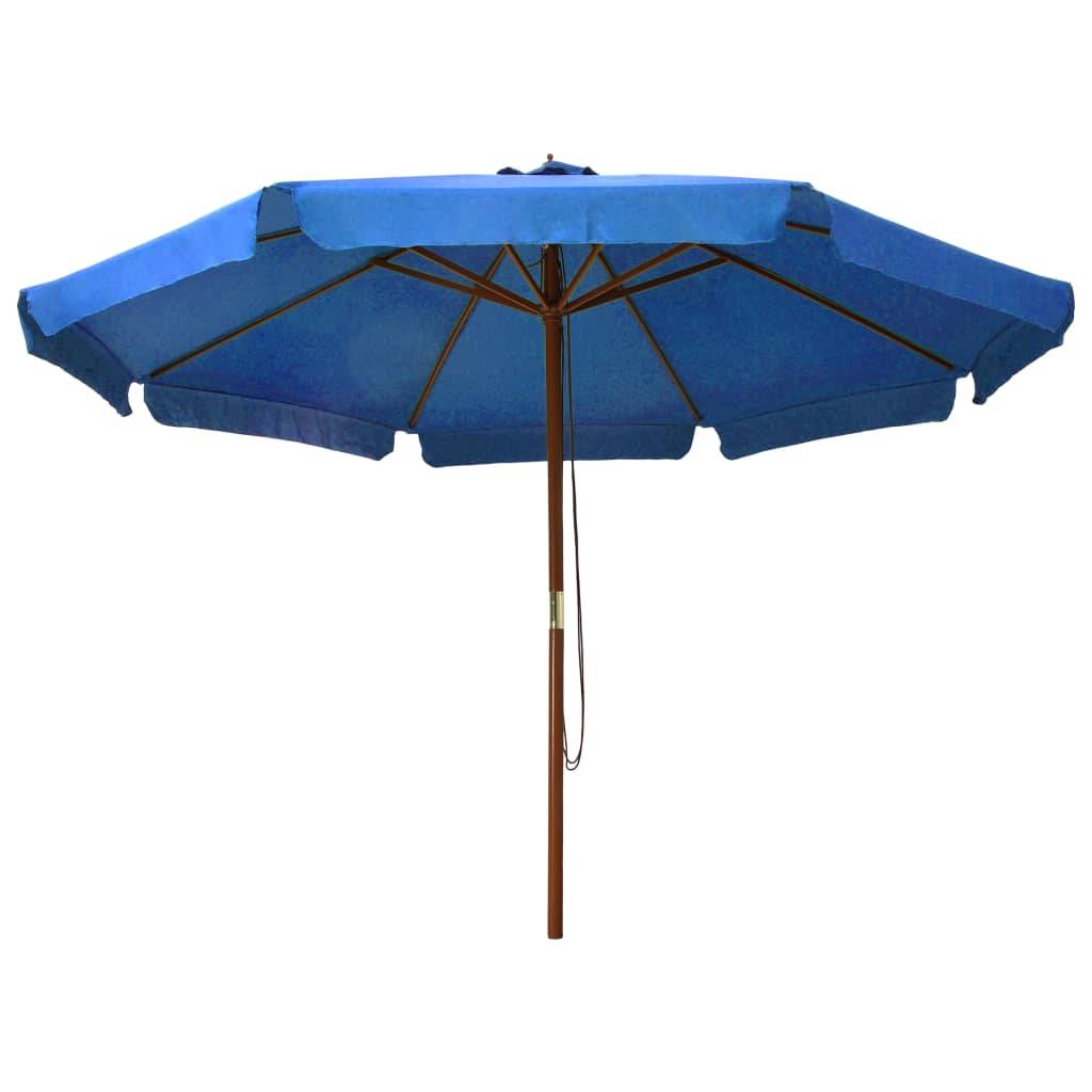 Parasol avec mât en bois 330 cm bleu - Image 2
