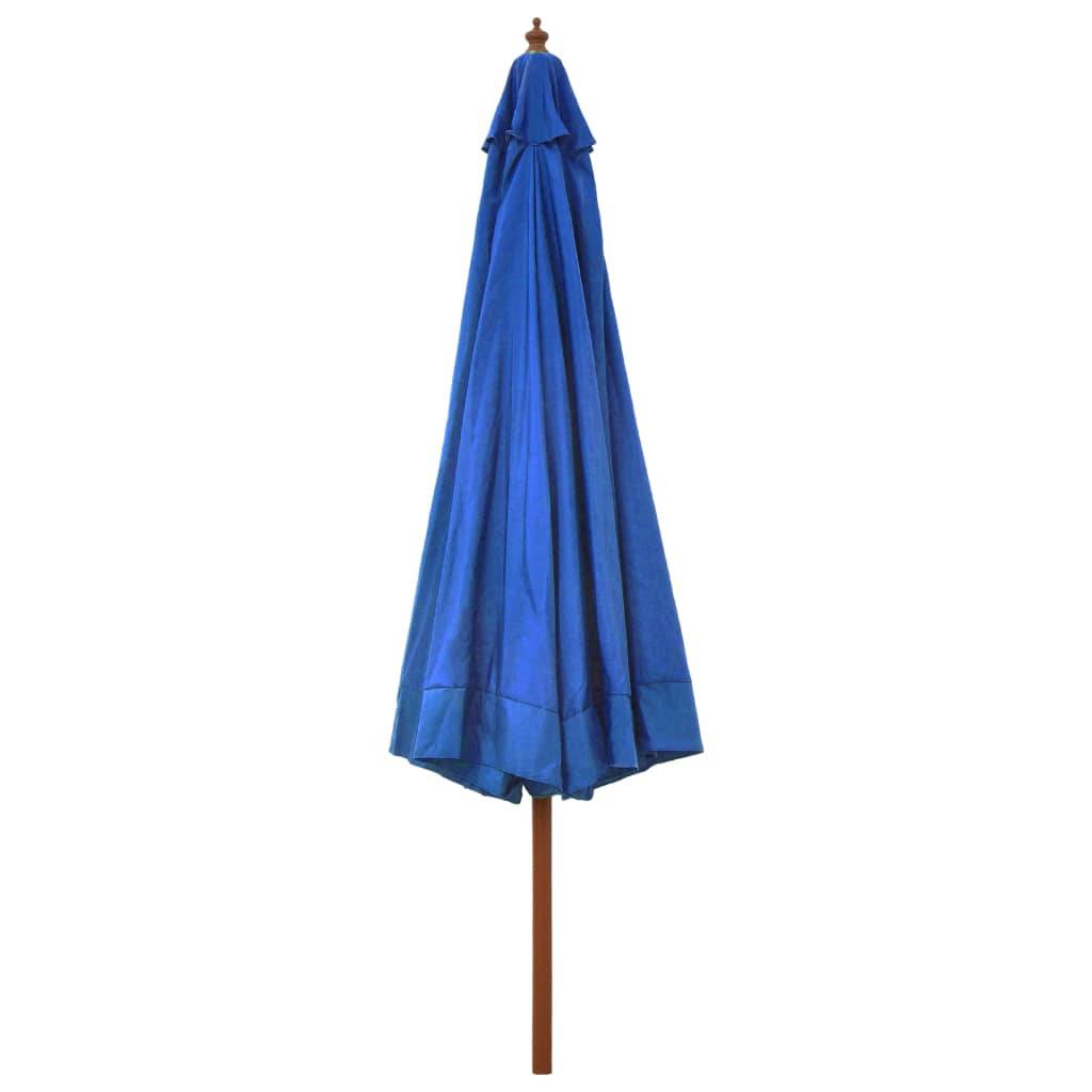 Parasol avec mât en bois 330 cm bleu - Image 3