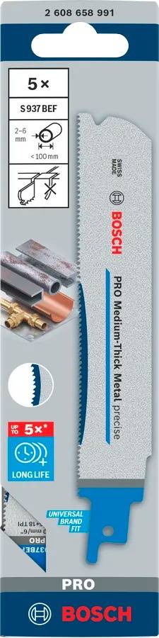 Jeu de 5 lames de scie sabre PRO Medium-Thick Metal precise S937BEF - 150 mm - BOSCH - 2608658991 - Image 10