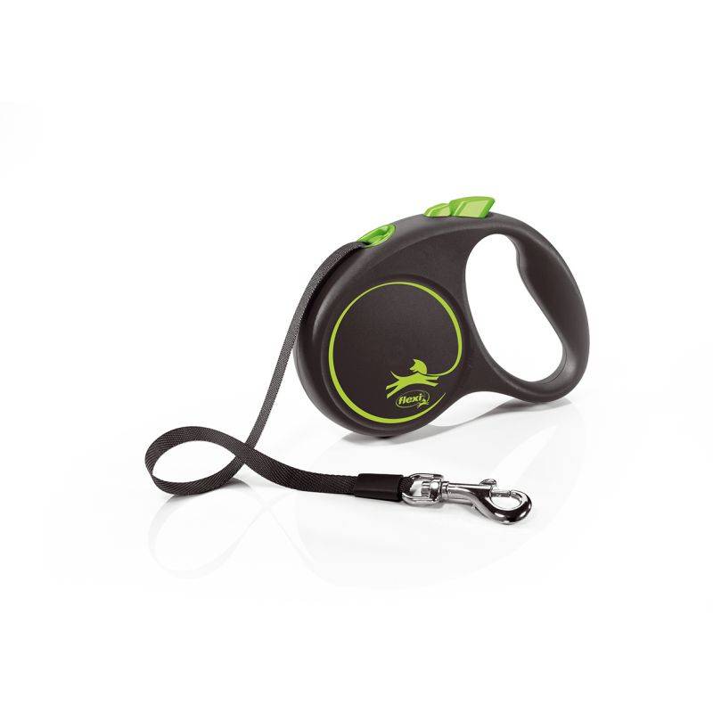 Flexi - Laisse Black Design S Tape 5m black/ green FU12T5-251-S-CG Flexi - Image 1