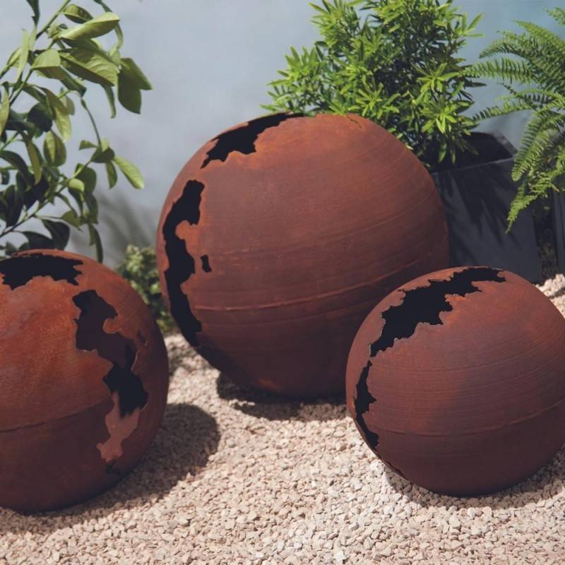 Jardinex - Boule déco jardin métal craquelée - Rouille 40 cm - Jardinex - Imagen 6