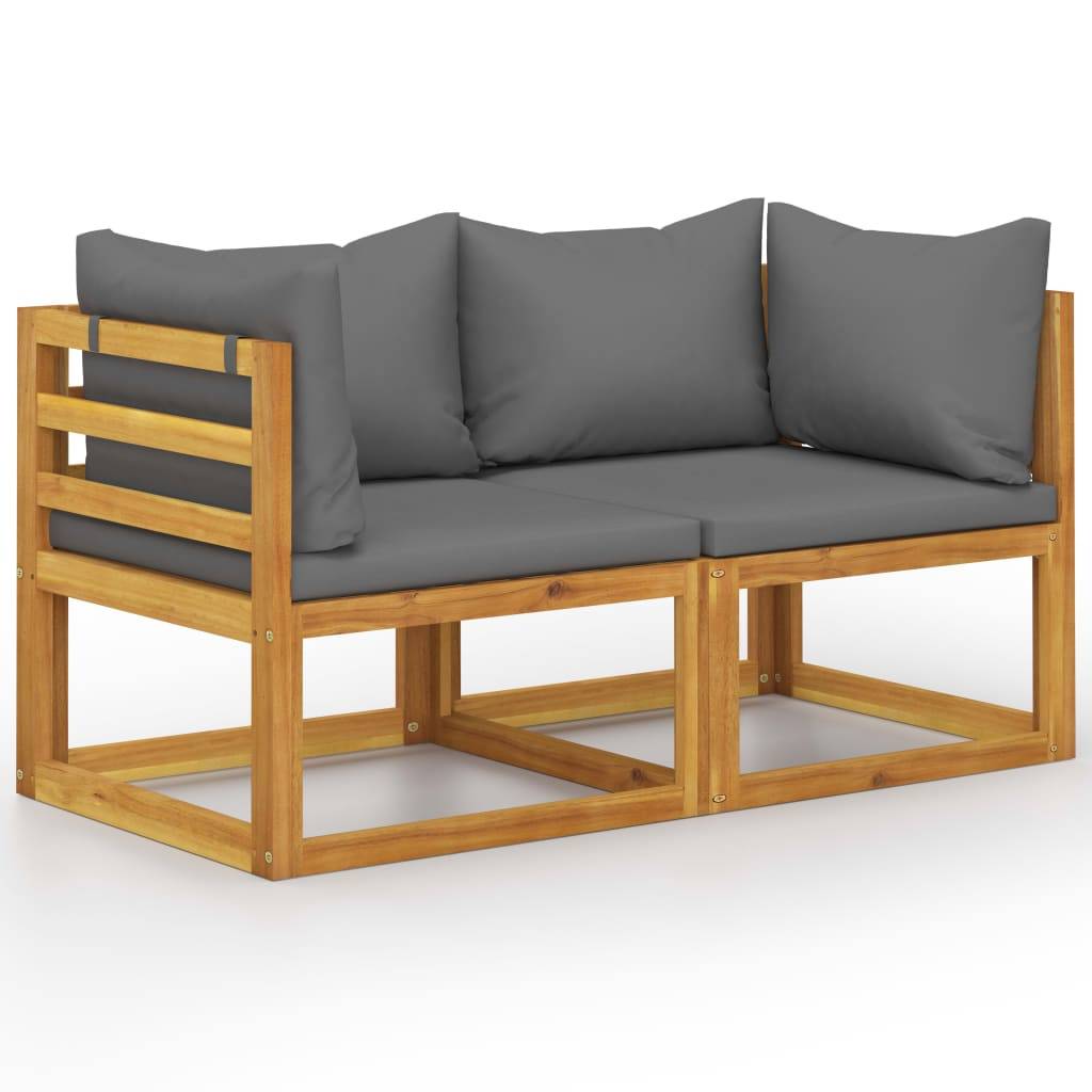 Helloshop26 - Banc de jardin 70 x 70 x 60 cm meuble de patio d'extérieur terrasse à 2 places avec coussins gris foncé - Imagen 1