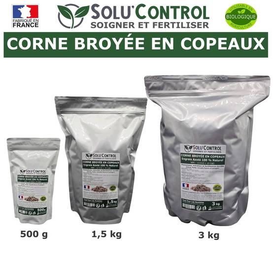 SOLU’CONTROL - 1,5 kg de Corne Broyée en Copeaux - Engrais Azoté 100 % Naturel - Fertilisation Équilibrée pour Arbustes, Haies et Massifs Fleuris - Image 5