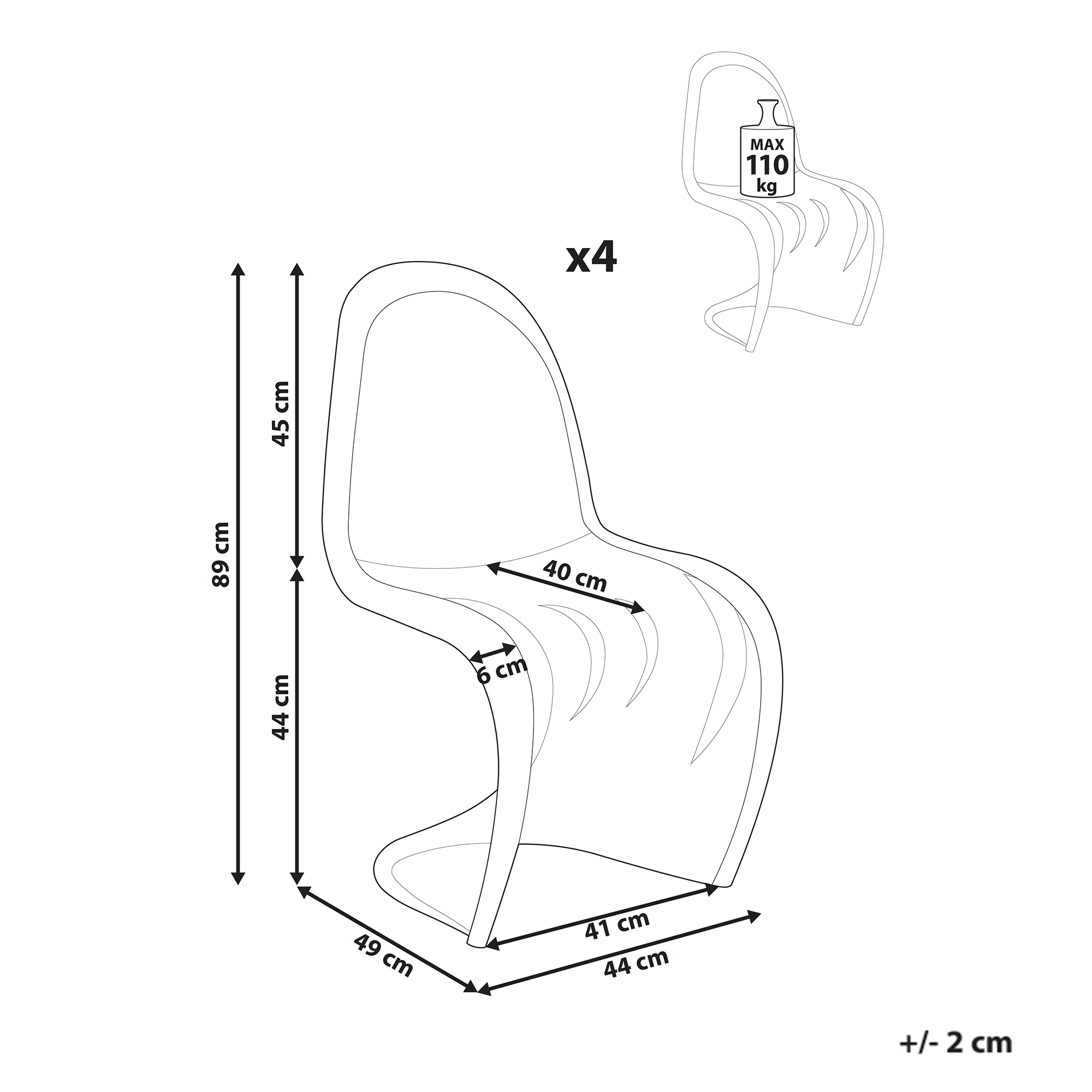 Lot de 4 Chaises à Manger Transparents en Plastique Empilables pour Intérieur et Extérieur sans Accoudoirs - Image 3