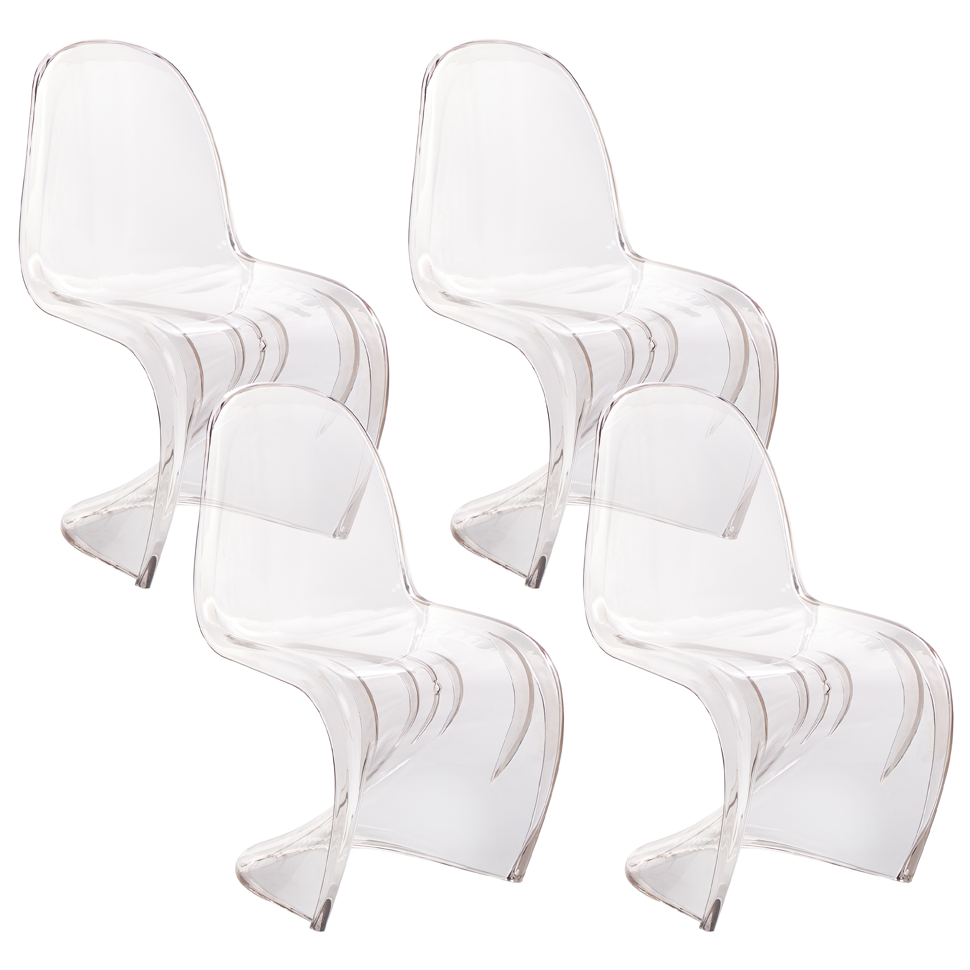 Lot de 4 Chaises à Manger Transparents en Plastique Empilables pour Intérieur et Extérieur sans Accoudoirs - Image 1