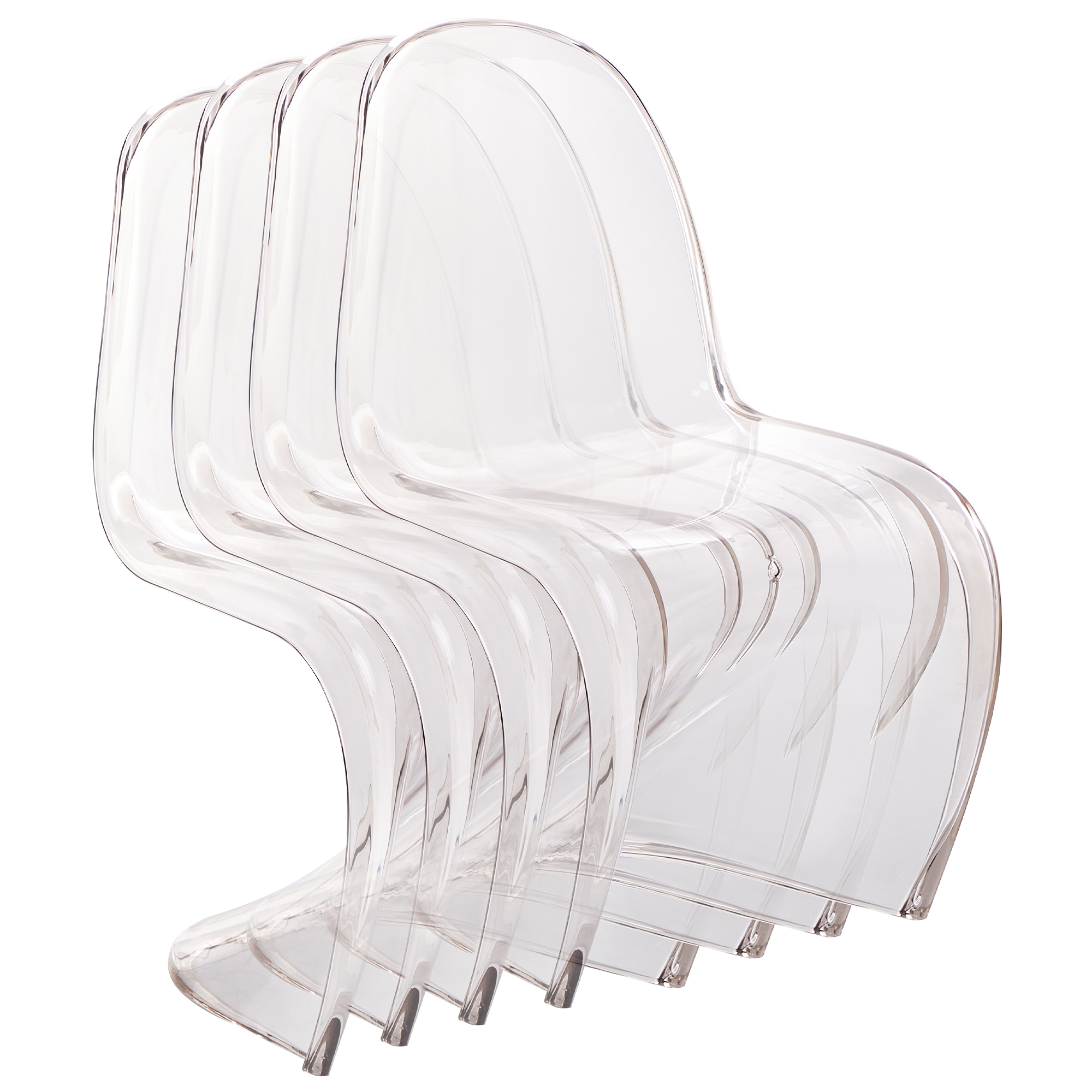 Lot de 4 Chaises à Manger Transparents en Plastique Empilables pour Intérieur et Extérieur sans Accoudoirs - Image 7