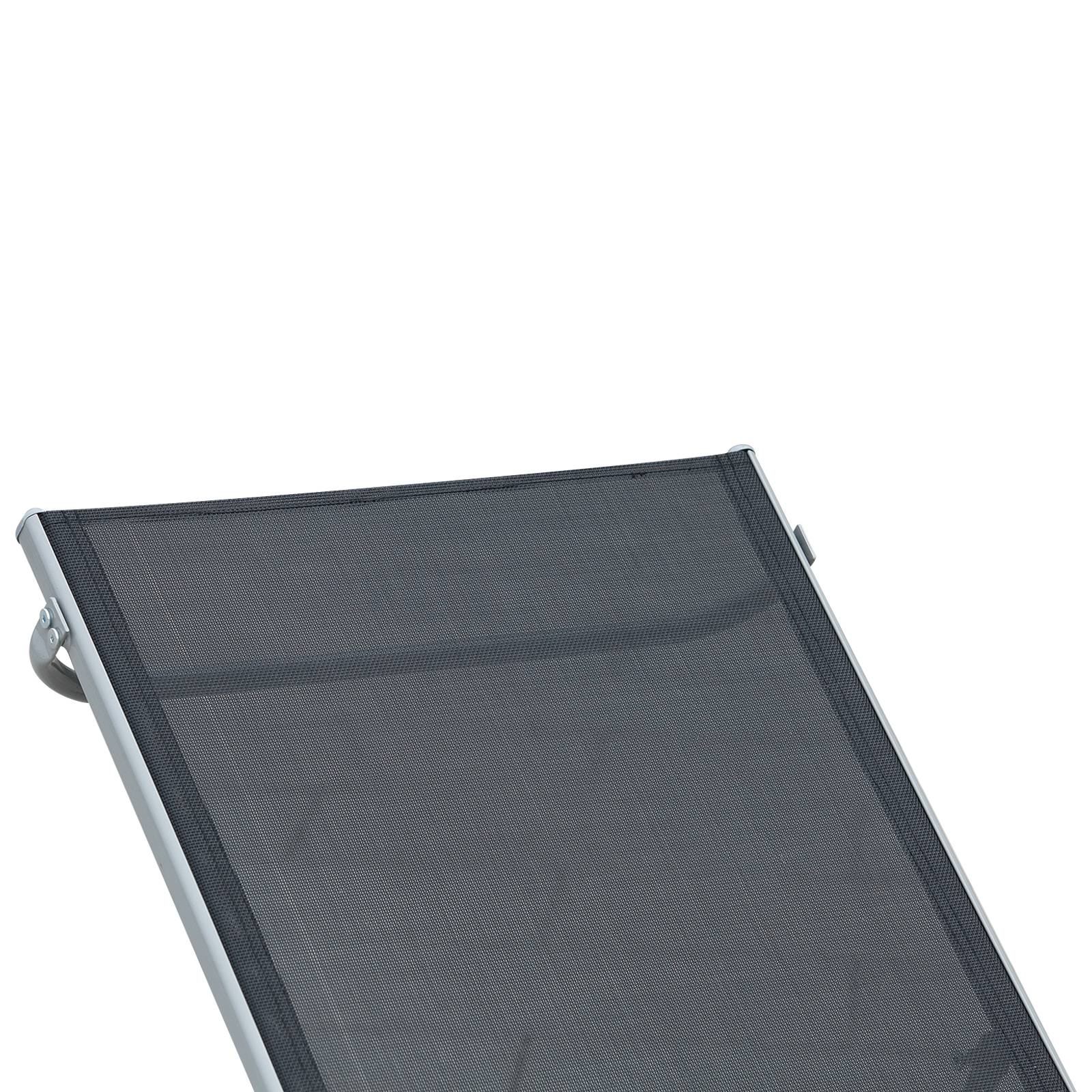 Outsunny - Bain de soleil transat design contemporain - dossier inclinable multi-positions - métal époxy textilène noir - Outsunny - Imagen 5