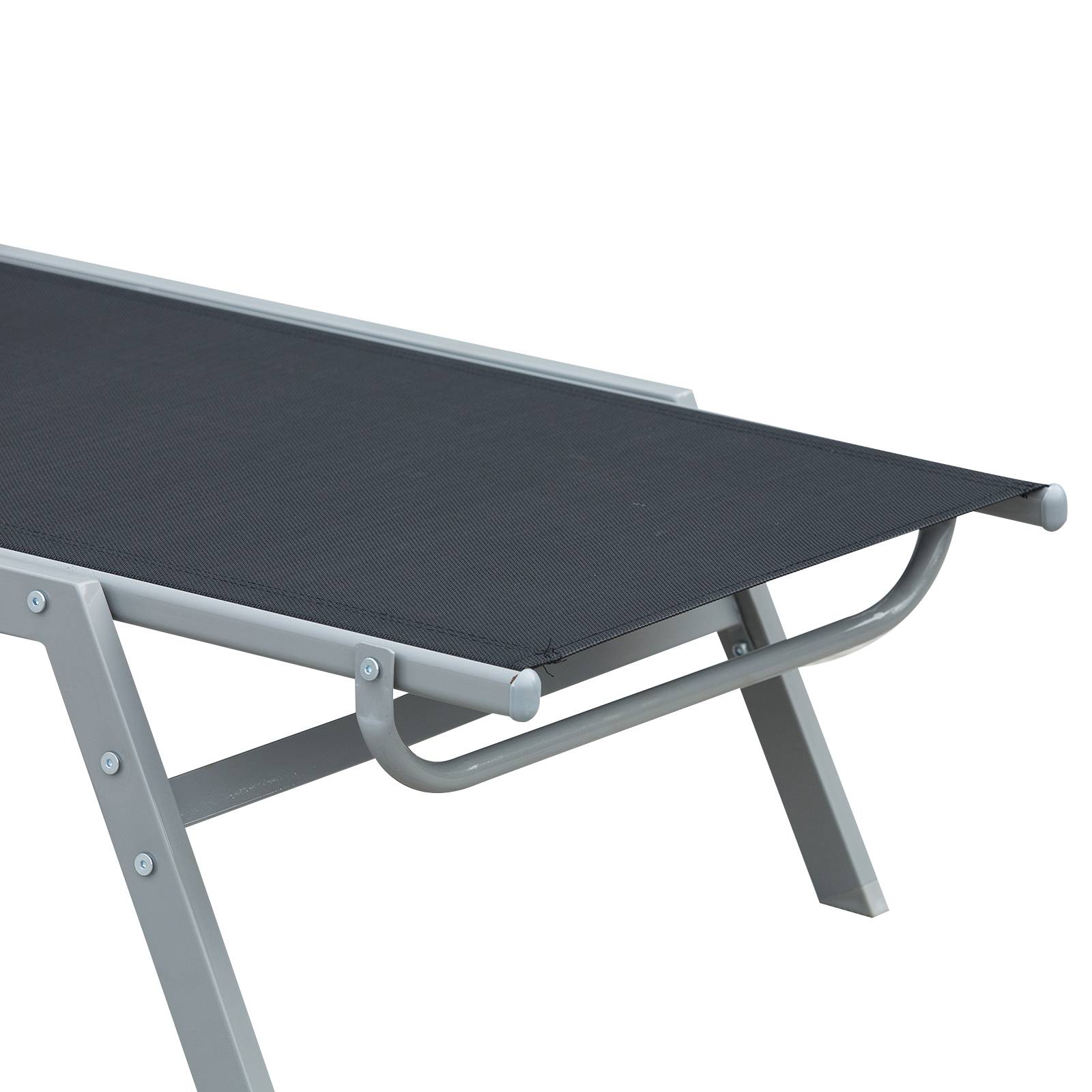 Outsunny - Bain de soleil transat design contemporain - dossier inclinable multi-positions - métal époxy textilène noir - Outsunny - Imagen 7