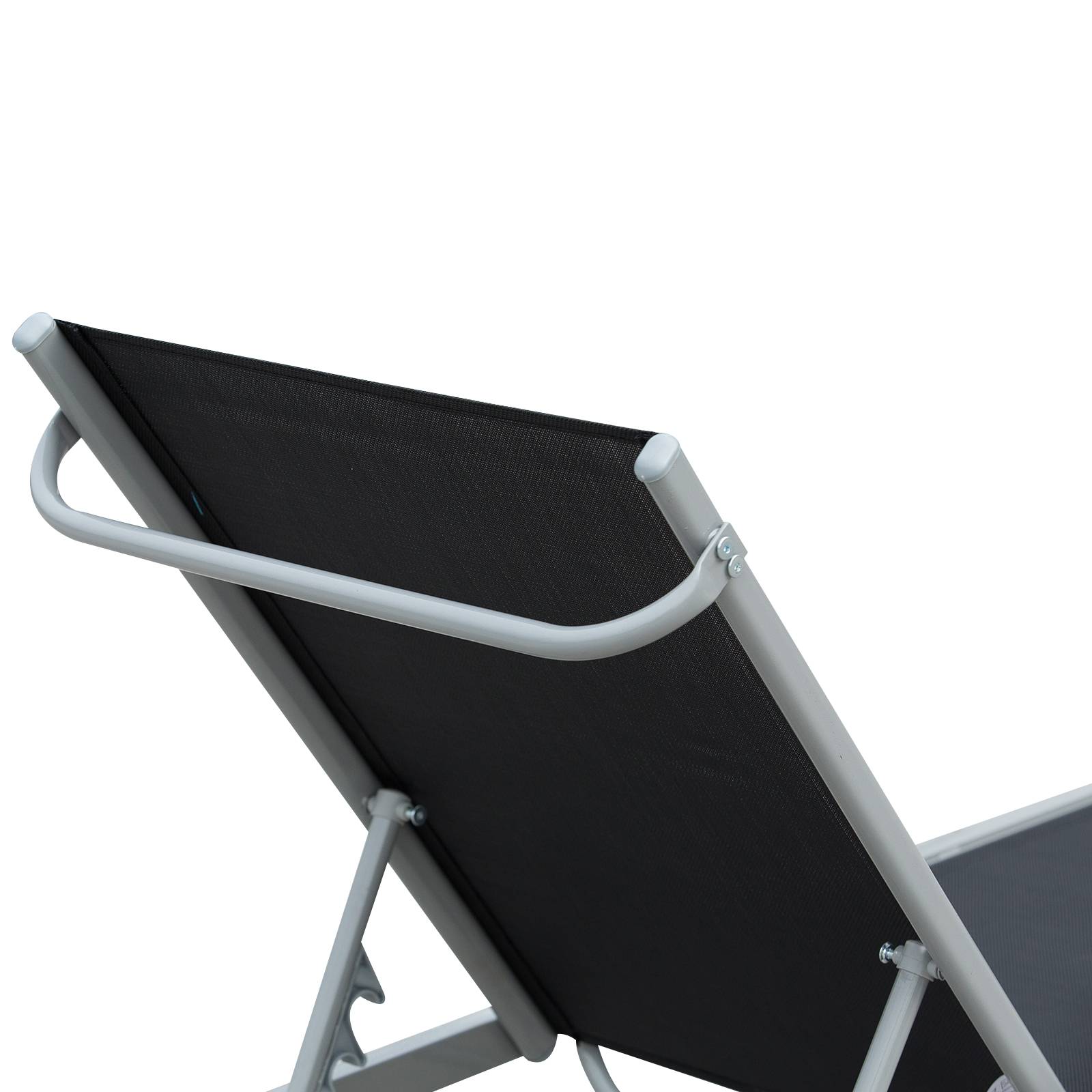 Outsunny - Bain de soleil transat design contemporain - dossier inclinable multi-positions - métal époxy textilène noir - Outsunny - Imagen 4