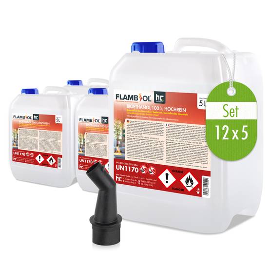 Bioéthanol à 100% dénaturé FLAMBIOL® en bidon de 5 L x 12 - Image 1