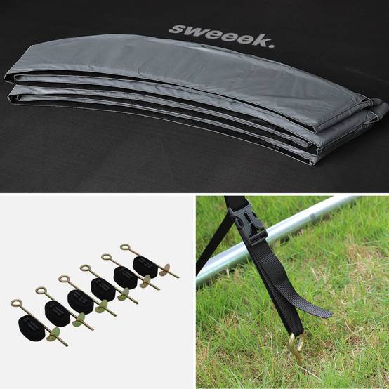 sweeek - Trampoline 305cm - Mars XXL Gris - avec filet de protection. échelle. bâche. filet pour chaussures. kit d'ancrage. trampoline de jardin 305 | sweeek - Image 5
