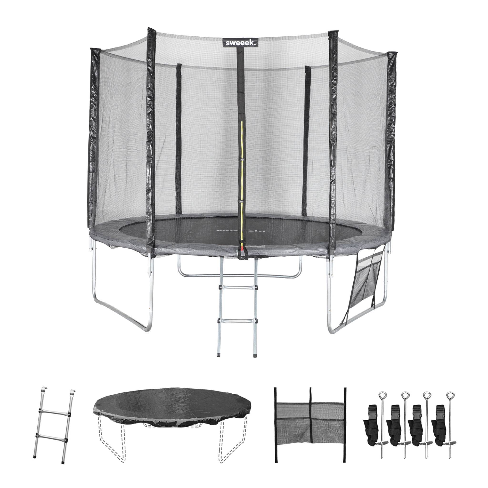 sweeek - Trampoline 305cm - Mars XXL Gris - avec filet de protection. échelle. bâche. filet pour chaussures. kit d'ancrage. trampoline de jardin 305 | sweeek - Image 2