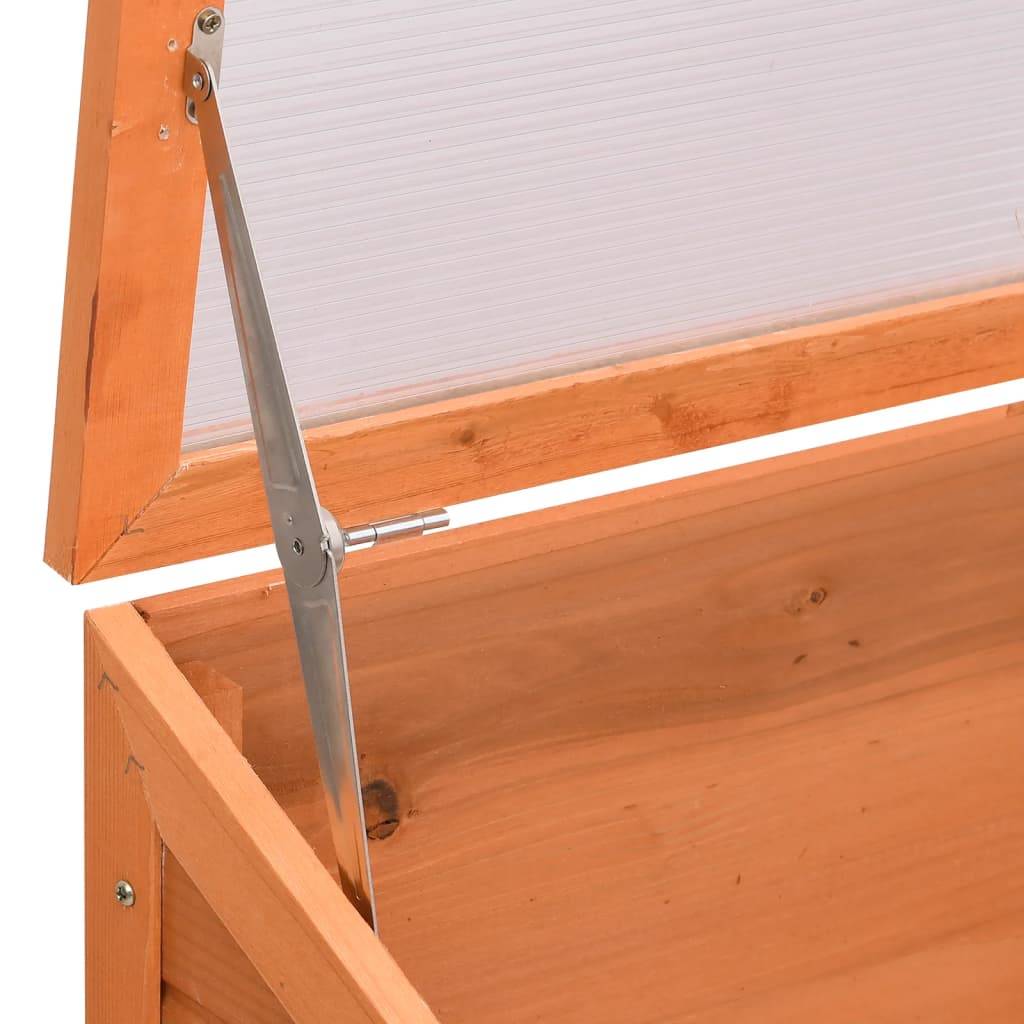 Serre Châssis Bois Polycarbonate Jardin Hivernage 180x57cm Brun - ComfortXL Outdoor Living - Image 5