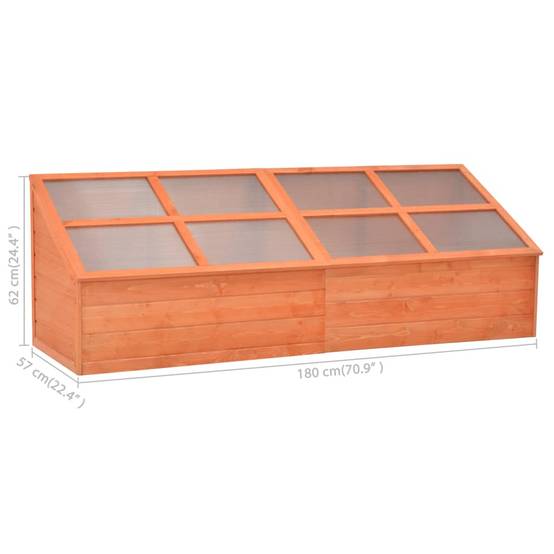 Serre Châssis Bois Polycarbonate Jardin Hivernage 180x57cm Brun - ComfortXL Outdoor Living - Image 6