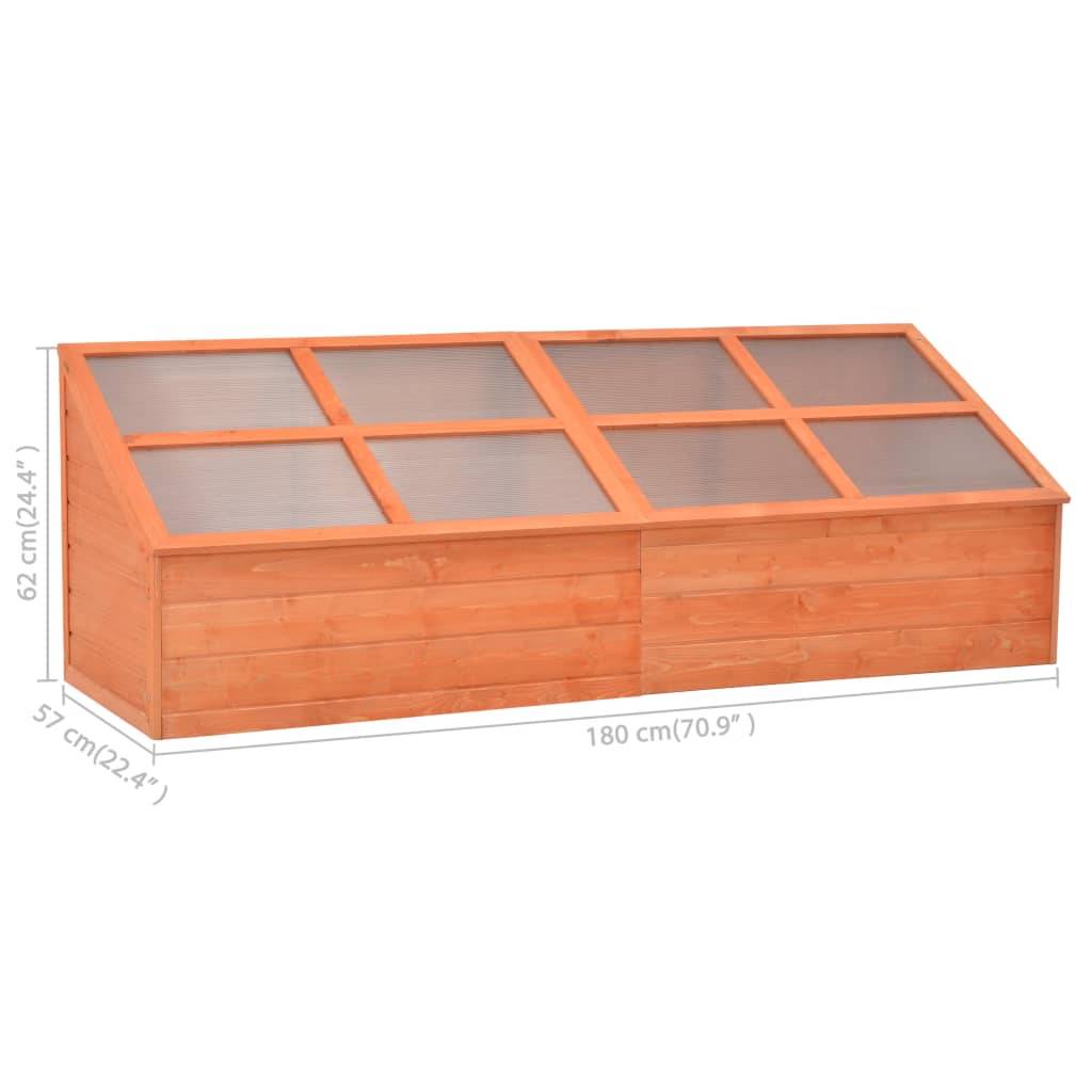 Serre Châssis Bois Polycarbonate Jardin Hivernage 180x57cm Brun - ComfortXL Outdoor Living - Image 6