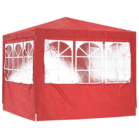 ComfortXL - Tente de réception PE acier rassemblements plein air fenêtres latérales 250x250cm rouge - ComfortXL Outdoor Living - Image 6
