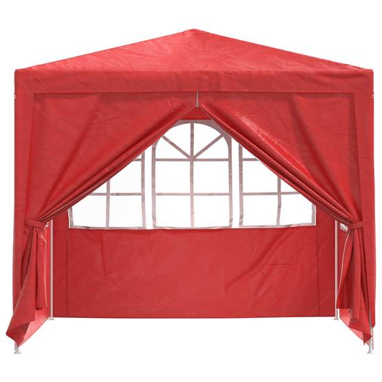 ComfortXL - Tente de réception PE acier rassemblements plein air fenêtres latérales 250x250cm rouge - ComfortXL Outdoor Living - Image 4