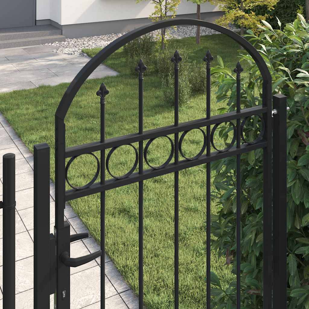 Outsunny Portillon Jardin Acier Galvanisé 107 X 204 Cm – Portail Extérieur Avec Serrure, Clés Et Poignée, Décor Flèches Noir