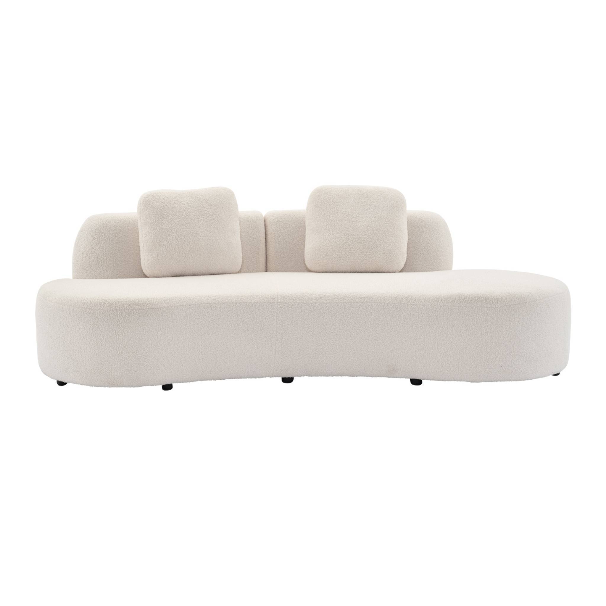 sweeek - Canapé virgule 3 places en tissu bouclette forme organique - WAVE L 232 x P 97 x H 68cm | sweeek - Image 6
