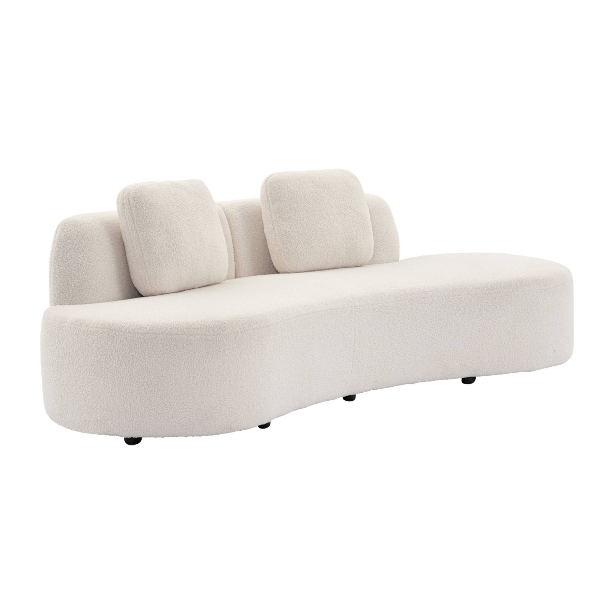 sweeek - Canapé virgule 3 places en tissu bouclette forme organique - WAVE L 232 x P 97 x H 68cm | sweeek - Image 2