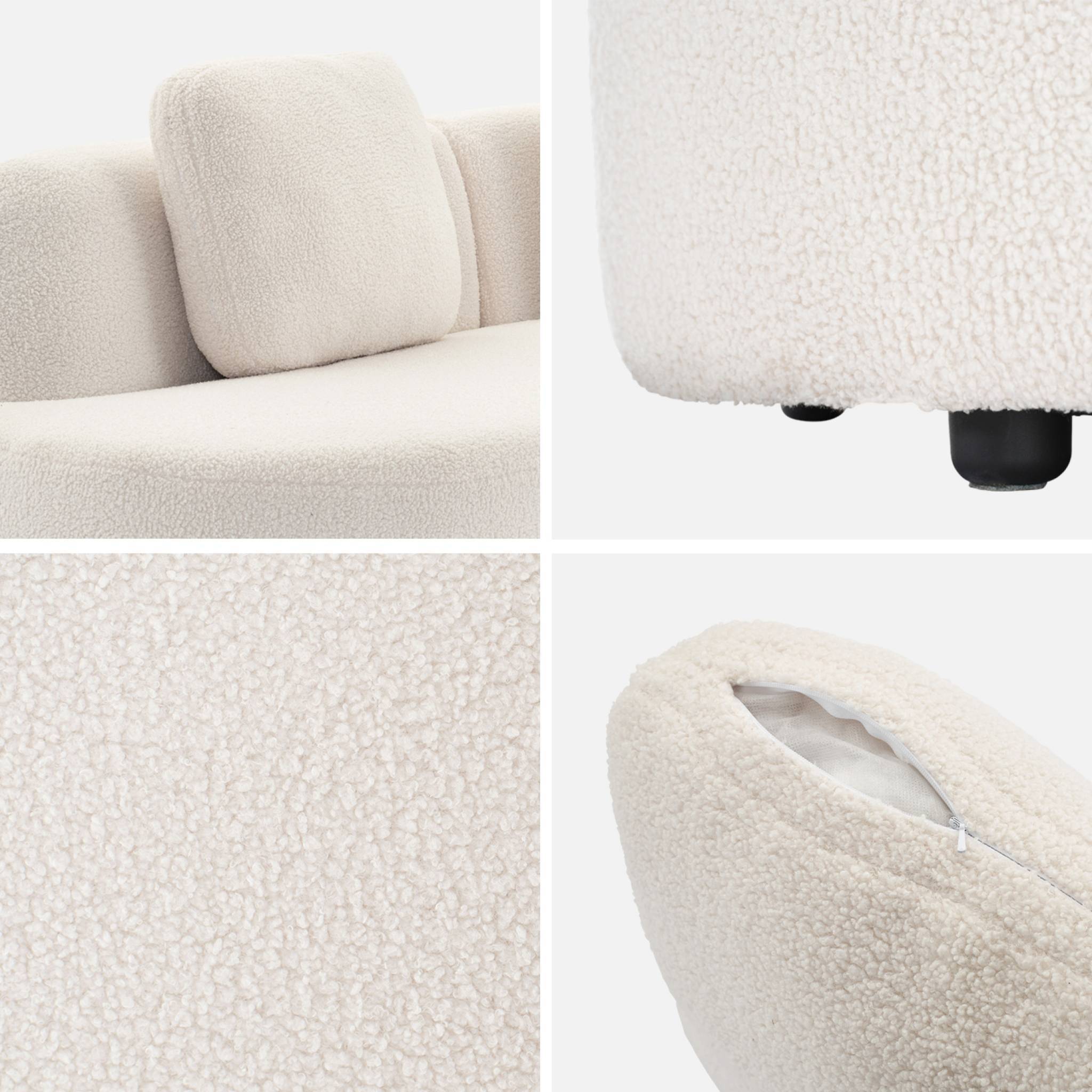 sweeek - Canapé virgule 3 places en tissu bouclette forme organique - WAVE L 232 x P 97 x H 68cm | sweeek - Image 5