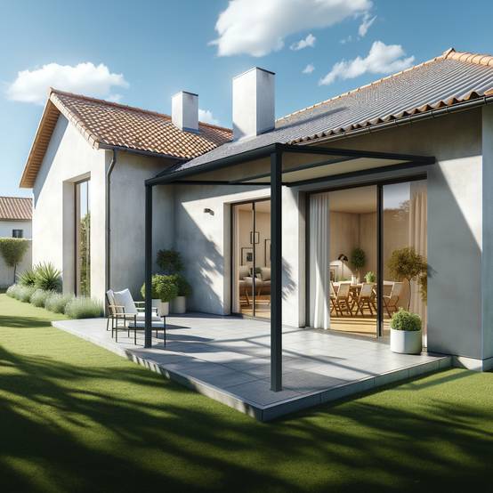 Pergola toile TILA 3,50x3,00m Motorisé à télécommande + manœuvre de secours (Ecru - Gris anthracite) - Alia Productions - Imagen 2