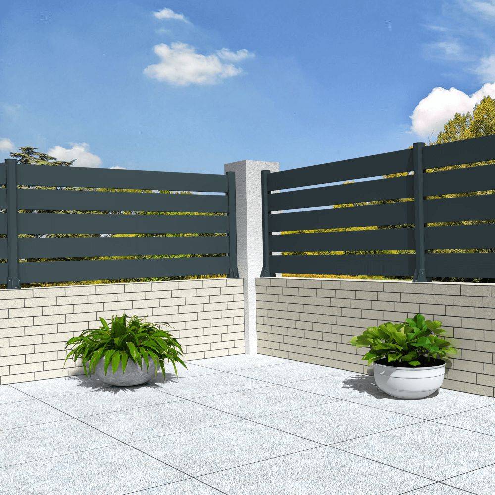 Intersun - Clôture ranch panneau ajouré 5 lames L 1911 x H 915 mm (Gris Anthracite) - INTERSUN - Imagen 2