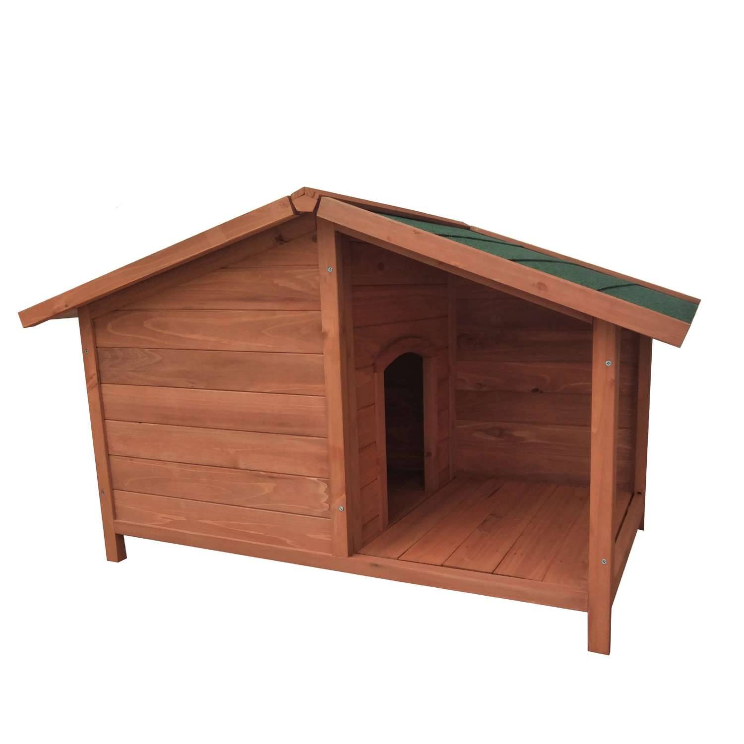 Sans Marque - Niche pour chien Rio avec patio en bois naturel - Toilinux - Imagen 1
