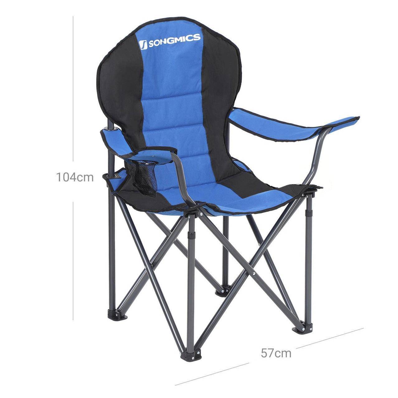 Helloshop26 - Chaise de camping pliante chaise pliante assise confortable avec rembourrage en mousse avec porte-bouteilles charge maximale chaise d'extérieur charg - Imagen 5
