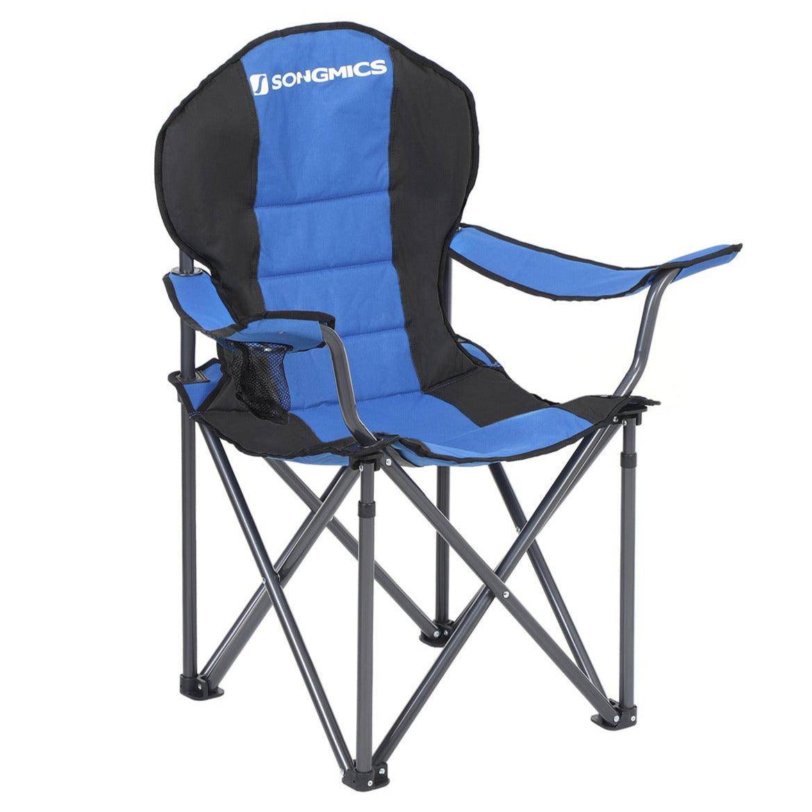 Helloshop26 - Chaise de camping pliante chaise pliante assise confortable avec rembourrage en mousse avec porte-bouteilles charge maximale chaise d'extérieur charg - Imagen 1
