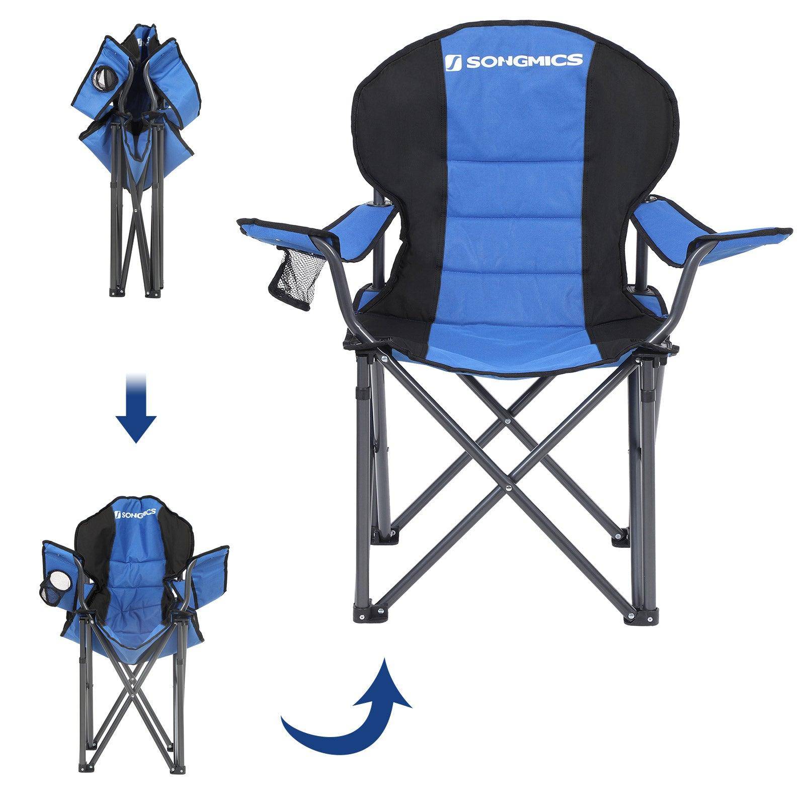 Helloshop26 - Chaise de camping pliante chaise pliante assise confortable avec rembourrage en mousse avec porte-bouteilles charge maximale chaise d'extérieur charg - Imagen 2