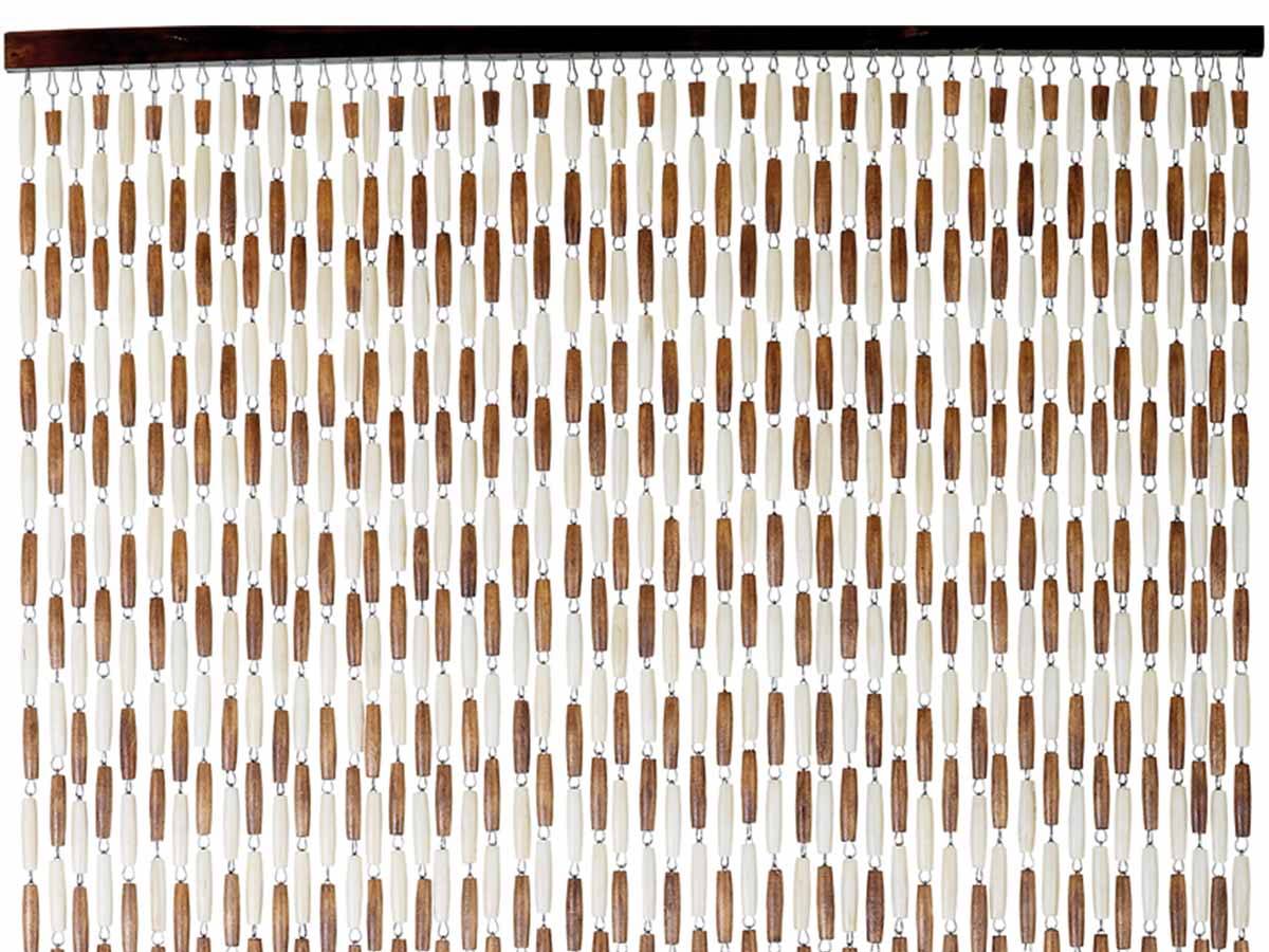 Morel - Rideau de porte en perles olives de bois vernies brun/beige Castellan 90 x 220 cm - Morel - Imagen 3