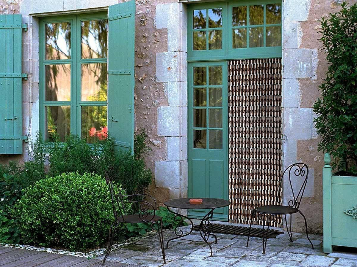 Morel - Rideau de porte en perles olives de bois vernies brun/beige Castellan 90 x 220 cm - Morel - Imagen 2