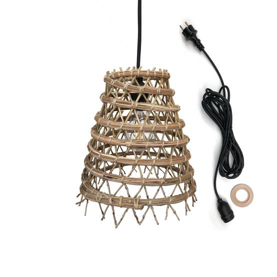 Lumisky - Suspension extérieur ZAKARI OUTDOOR CABLE Beige Fibre naturelle D28CM - Imagen 1