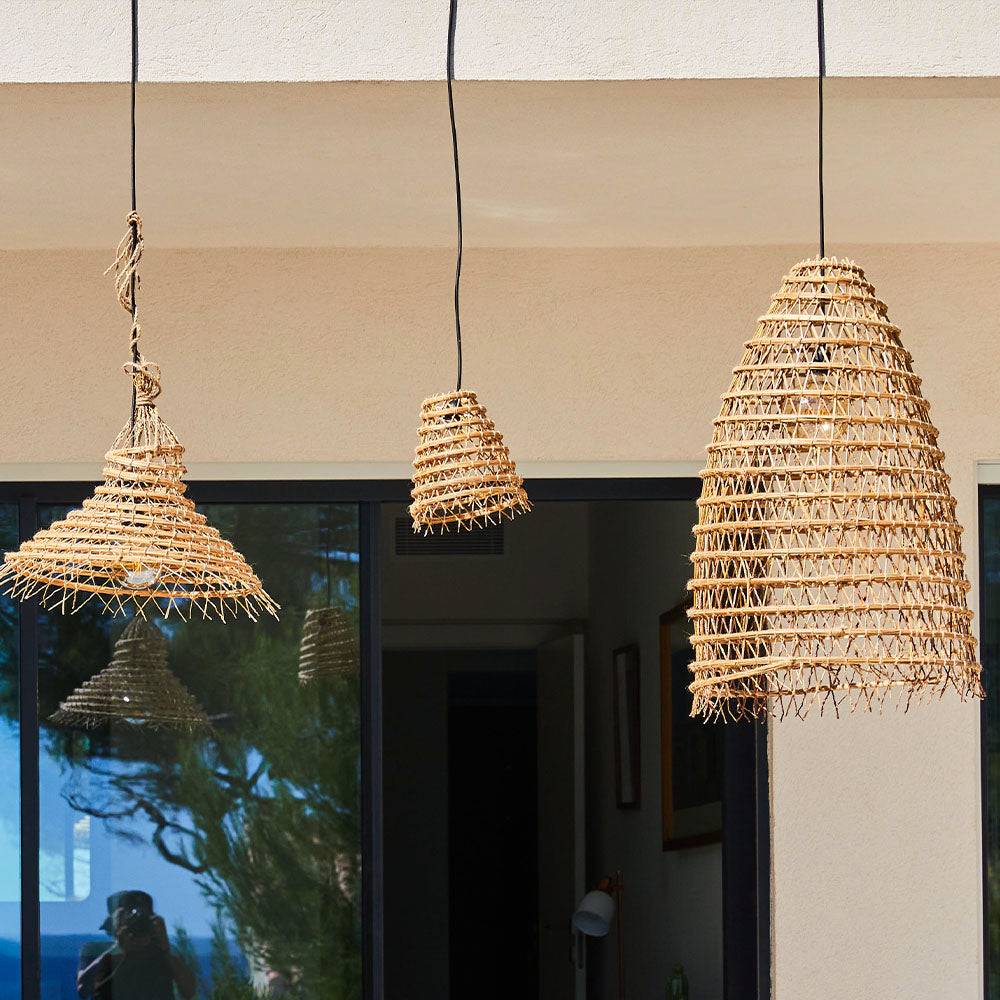 Lumisky - Suspension extérieur ZAKARI OUTDOOR CABLE Beige Fibre naturelle D28CM - Imagen 3