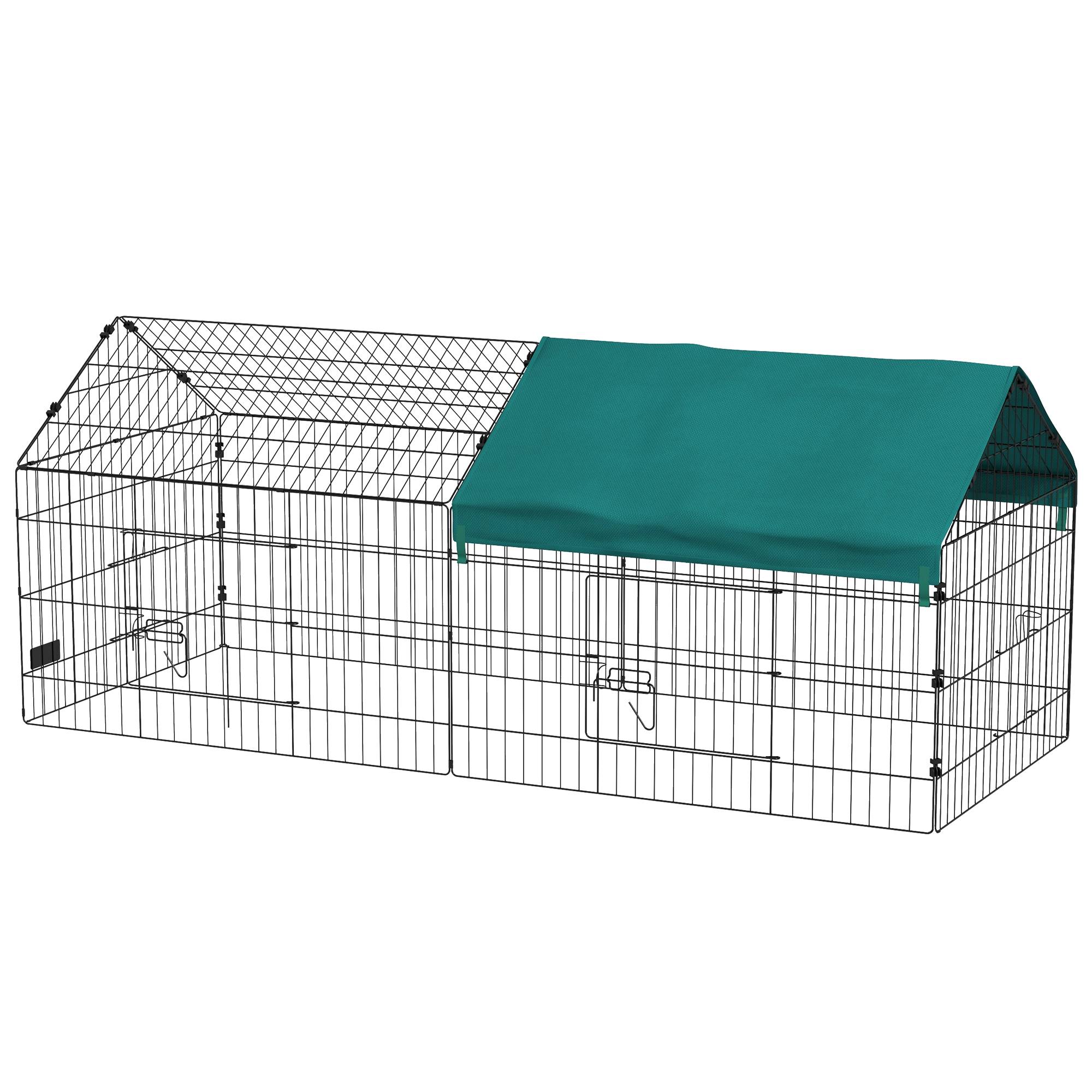 Enclos lapin cobaye Acier extérieur avec toit de protection UV 185x75x75cm Vert - ComfortXL Outdoor Living - Image 2