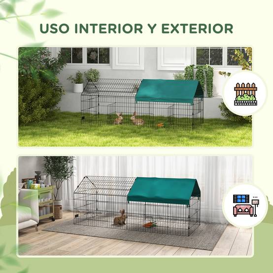 Enclos lapin cobaye Acier extérieur avec toit de protection UV 185x75x75cm Vert - ComfortXL Outdoor Living - Image 10