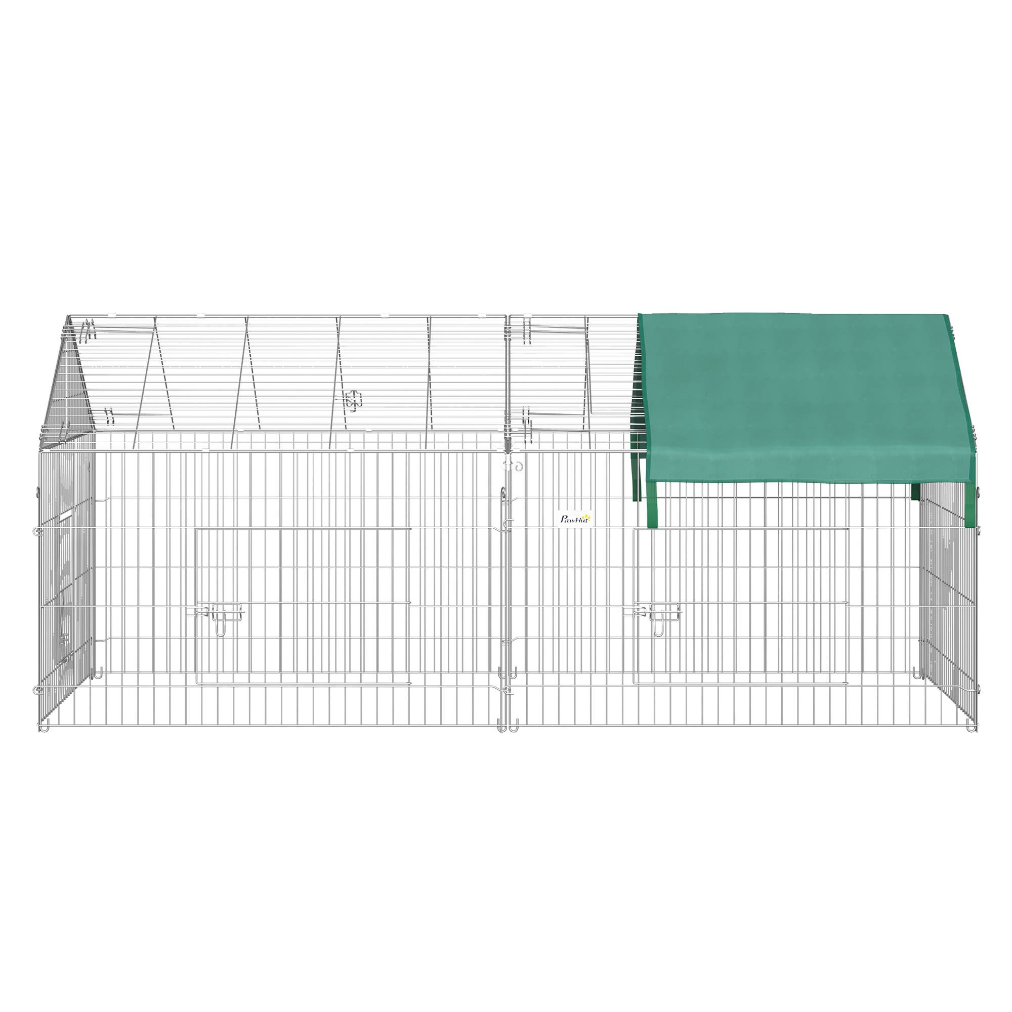 Enclos pour petits animaux avec couverture, acier, vert, 220 x 103 x 103 cm - PANGIVO - Image 8