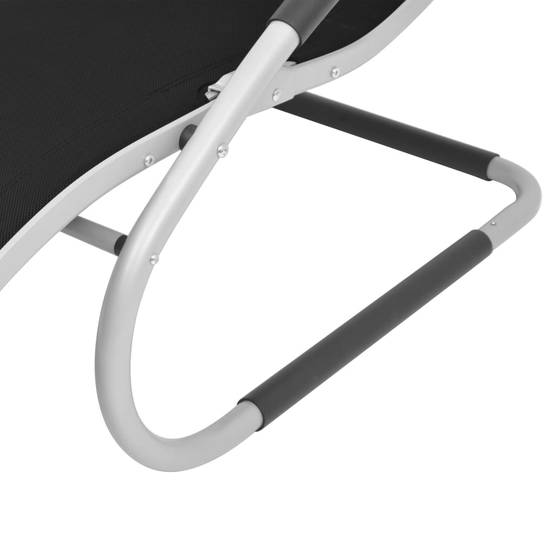Helloshop26 - Transat chaise longue bain de soleil lit de jardin terrasse meuble d'extérieur avec oreiller aluminium et textilène noir - Imagen 6