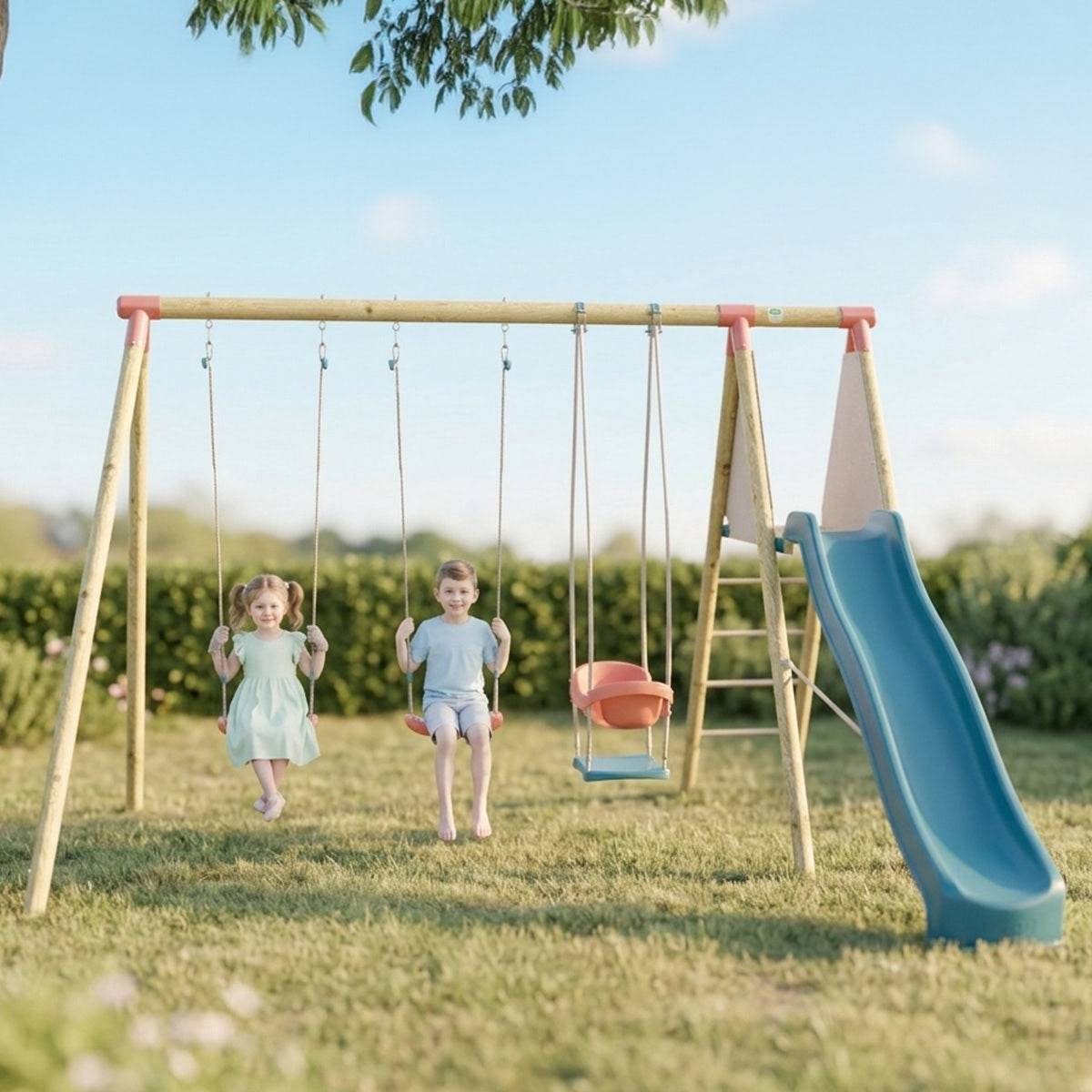 Trigano Jardin - Station de jeux bois 2,30 m Topwood PUNJI - 5 enfants - Image 2