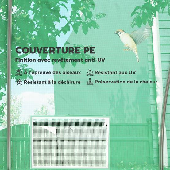 Outsunny - Serre de jardin tunnel 24m² (8x3x2m) 16 fenêtres porte zippée enroulable châssis acier galvanisé bâche PE haute densité vert - Outsunny - Image 4