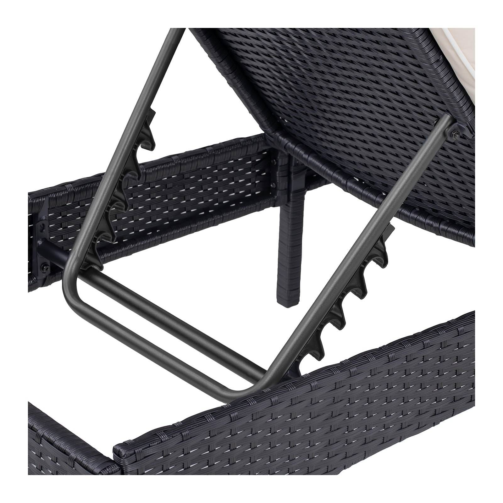 Helloshop26 - Chaise longue de jardin transat de plage bain de soleil bronzage en rotin avec coussin (armature en acier, coussin confortable, capacité de charge : - Imagen 2