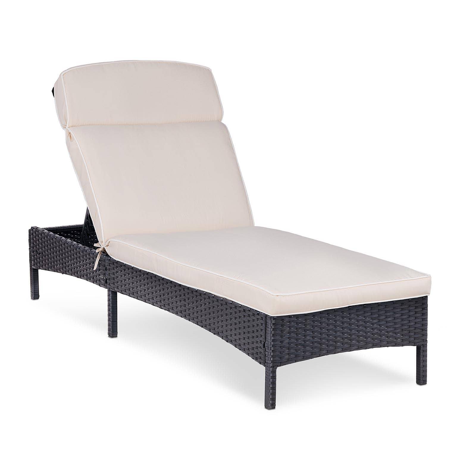Helloshop26 - Chaise longue de jardin transat de plage bain de soleil bronzage en rotin avec coussin (armature en acier, coussin confortable, capacité de charge : - Imagen 1
