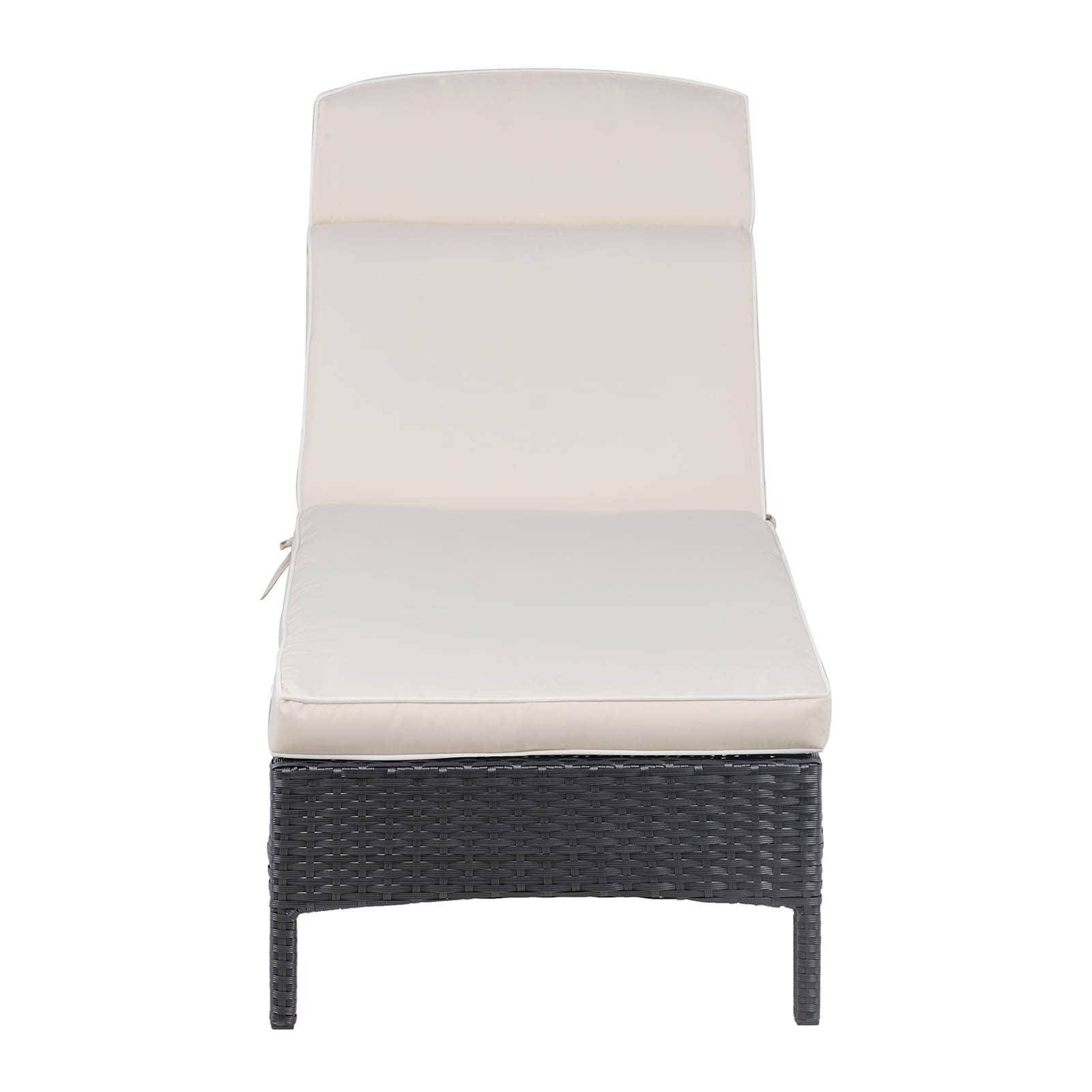 Helloshop26 - Chaise longue de jardin transat de plage bain de soleil bronzage en rotin avec coussin (armature en acier, coussin confortable, capacité de charge : - Imagen 5