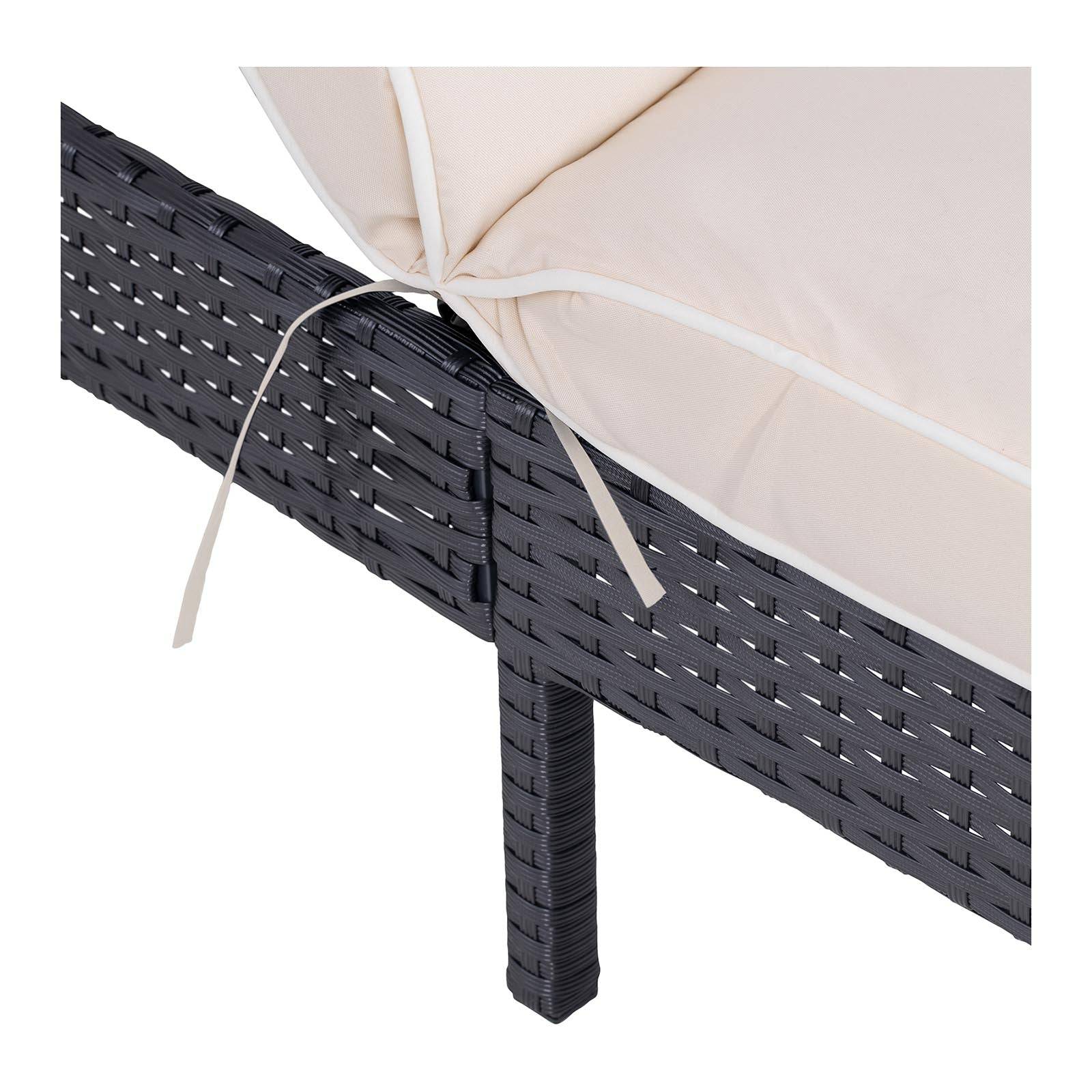 Helloshop26 - Chaise longue de jardin transat de plage bain de soleil bronzage en rotin avec coussin (armature en acier, coussin confortable, capacité de charge : - Imagen 4