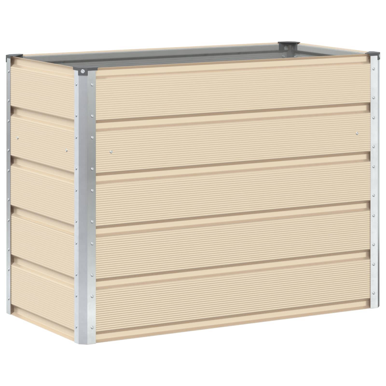 Helloshop26 - Jardinière moderne 100 x 50 x 45 cm extérieur polyvalent ambiance industrielle en acier galvanisé ivoire - Image 1