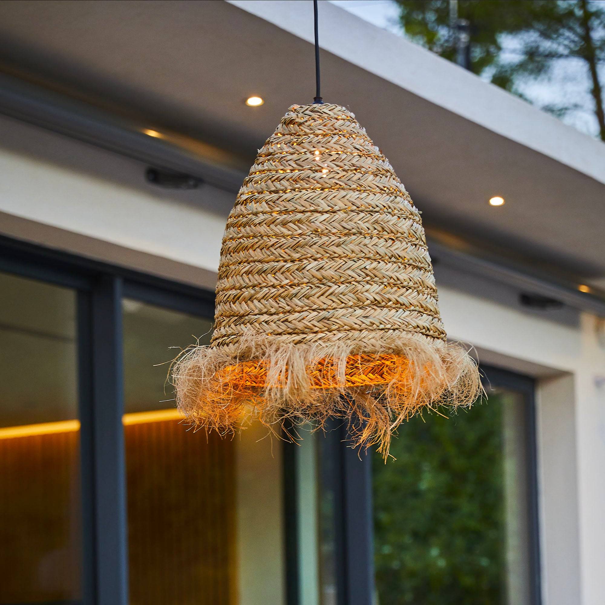 Lumisky - Suspension Extérieure Jonc de Mer Beige H47cm Câble 5m - Imagen 2