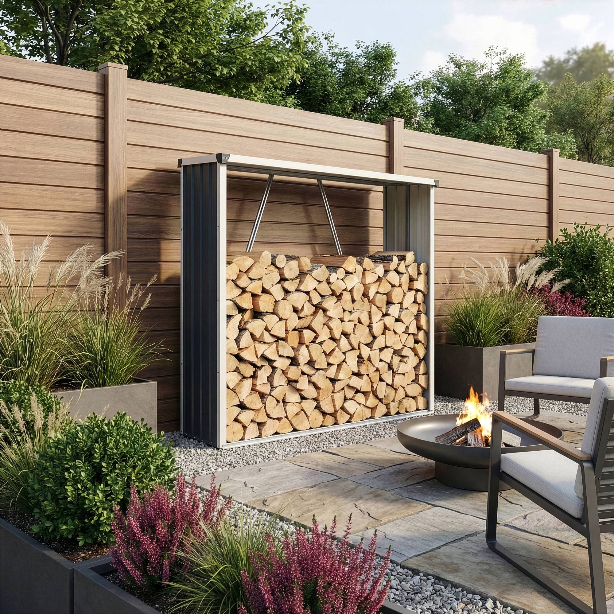 Casa.Pro - Abri-bûches couvert Kalmar 158 x 47 x 152 cm anthracite casa.pro - Imagen 3