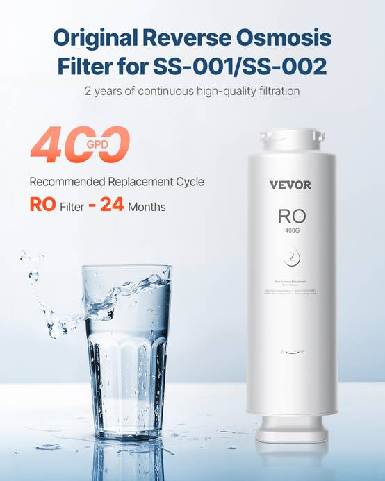 VEVOR Système osmose inverse 400 GPD, 9 étapes, réduit plomb chlore, sous évier. - Image 2